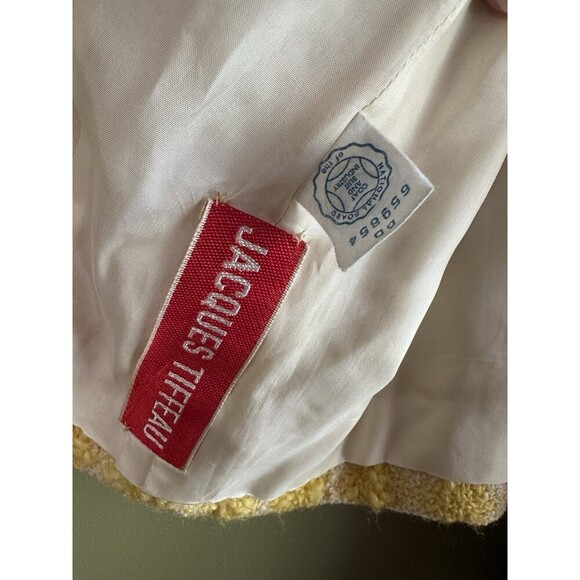 Jacques Tiffeau Vintage Wool Skirt Suit Jackie Kennedy Sz M White Yellow Check - Picture 11 of 16